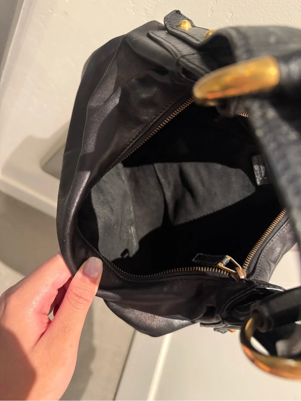Authentic Gucci Black Leather Horsebit Hobo Bag Medium Vintage